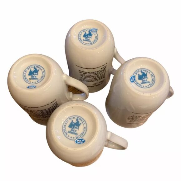 4 Vintage Norman Rockwell Museum Collection Coffee Cups Mugs 1982 Made In Japan - Picture 7 of 7